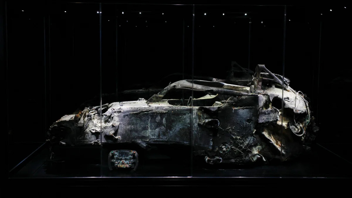 Motor racing-Formula One to put Grosjean's burned-out car on display