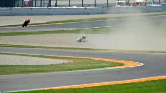 Valentino Rossi crashes at Mugello