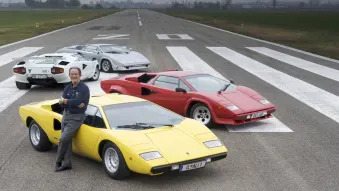 Valentino Balboni and four Lamborghini Countaches