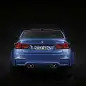 blue 2016 bmw m3 rear and exhaust