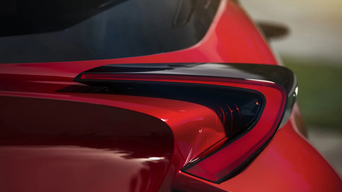 The Scion C-HR concept shown off in red for the LA Auto Show, taillight detail.