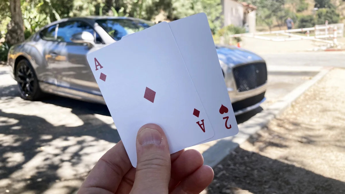 Bentley Continental GT Speed in Poker Run with cards
