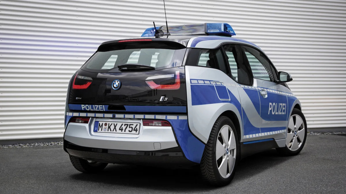 BMW i3 police car Bavaria rear 3/4