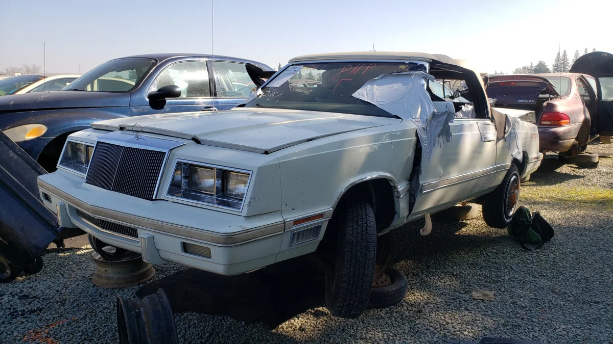 19 - 1982 Chrysler LeBaron convertible in California junkyard - photo by Murilee Martin